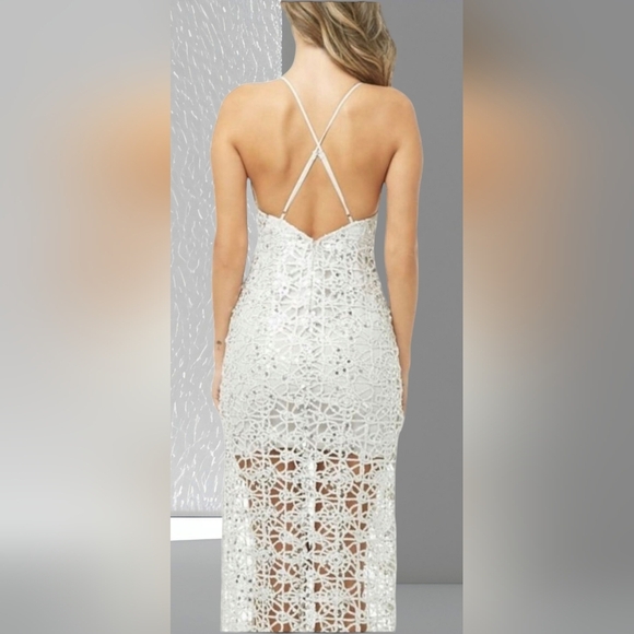 Forever 21 Plunging Silver Seguin Maxi Dress - Picture 4 of 12